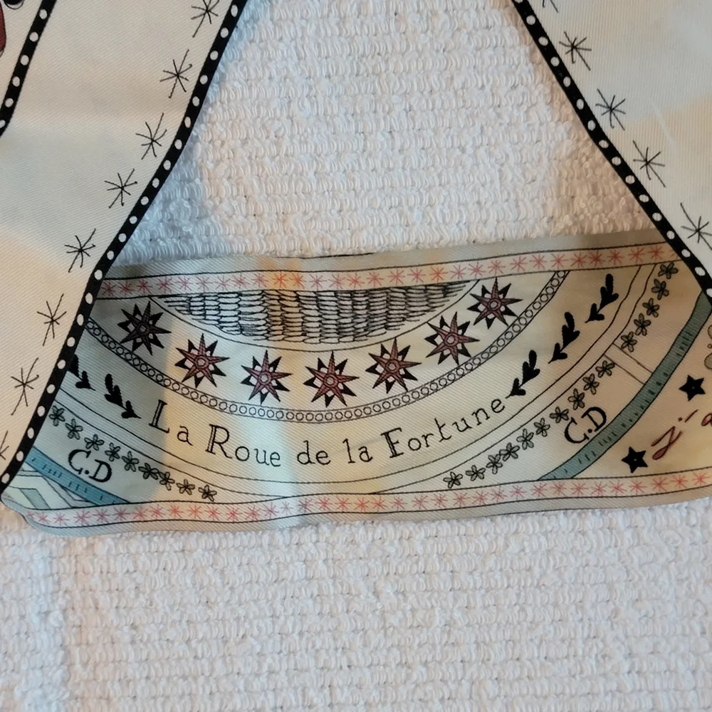 Auth💞Christian Dior Silk La Roue De La Fortune Mitzah Scarf